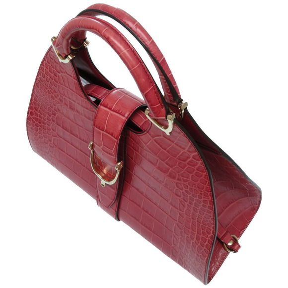 Gucci Matte Crocodile Stirrup Handbag Pink - Picture 3 of 10